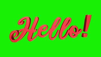 Wave, Warp Hello Text 3D Render on Green Background video