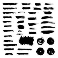 Vector set grunge brush stroke. Black paint brush. Text boxes.