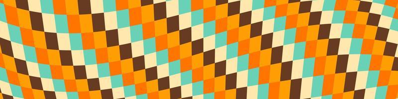 Retro Colored Background Wavy Square Pattern Vintage Banner