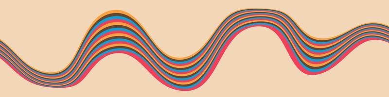 Retro Colored Wavy Lines Banner Vintage Vector Wallpaper