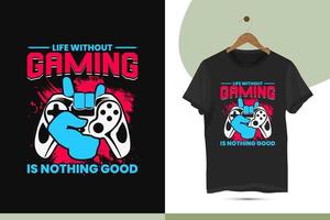 Gaming vector t-shirt design template with a gamepad, and controller. Video Games, mobile, and computer. Enjoy great gaming time with a grunge texture illustration shirt.