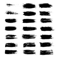 Vector collection of brush stroke.Black paint on white background.
