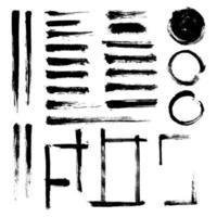 Vcetor set black brush stroke. Grunge art decoration. vector