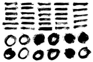 Vector set of grunge brush stock. Dirty artistic design element. Black paint brush.