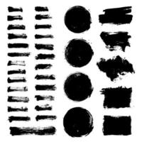 conjunto de vectores pincel de pintura negra trazo pincel de textura grunge.