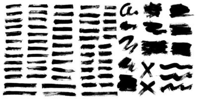 Vector black paint ink brush stroke, line, texture, banner, background.