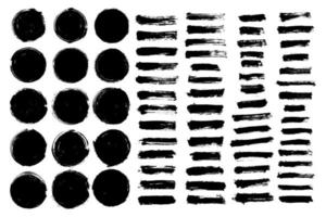 Vector set black brush stroke. Grunge design element.