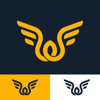 letter W shape logo template with abstract wings, logo with modern and futuristic style vector eps format