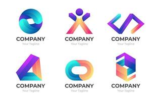 Abstract Dimensional Logo Set vector