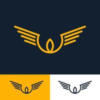 letter W shape logo template with abstract wings, logo with modern and futuristic style vector eps format