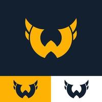 letter W shape logo template with abstract wings, logo with modern and futuristic style vector eps format