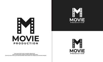 letter M logo design illustration, movie maker studio logo. vector