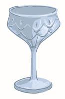 Crystal vintage goblet with ornaments, glass cup vector