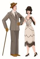 Couple wearing traditional retro vintage clothes vector