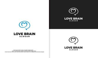 logo illustration vector graphic of love brain monoline.