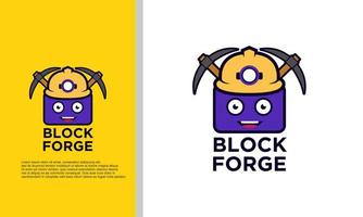 logo illustration vector graphic of mining block