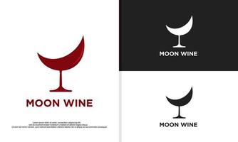 logo illustration vector graphic of crescent moon combined with glass of wine