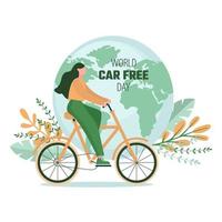 World Car Free Day. Campaign to reduce the use of cars to reduce the pollution of the world. Flat Vector Illustration