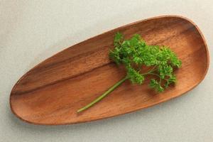 Fresh italian Parsley on Wooden Plate photo