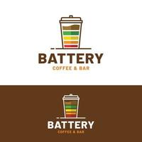 plantilla de diseño de logotipo de taza de papel de batería de café vector