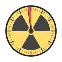 Doomsday alarm poster with radiation symbol. Doomsday clock. Symbol of global catastrophe, apocalypse sign. Flat vector illustration.