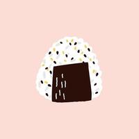 onigiri with sesame seeds. hand drawn vector illustration in flat style