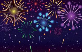 Colorful Fireworks at Night Background vector