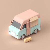 te whimsical 3D delivery car icon character perfect for logistics, transportation projects photo