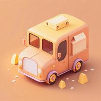 te whimsical 3D delivery car icon character perfect for logistics, transportation projects photo