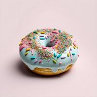 doughnuts on white background, perfect for advertising, packaging, menus, cookbooks. Highlighting texture and details, shot from above, high-res suitable for printing, posters, banners and more photo