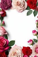 A stunning image featuring a red and pink rose flower with a blank space in the middle, perfect for adding text or overlaying graphics. This photo is ideal for use on social media, websites