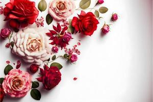 A stunning image featuring a red and pink rose flower with a blank space in the middle, perfect for adding text or overlaying graphics. This photo is ideal for use on social media, websites