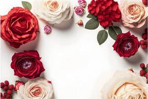 A stunning image featuring a red and pink rose flower with a blank space in the middle, perfect for adding text or overlaying graphics. This photo is ideal for use on social media, websites