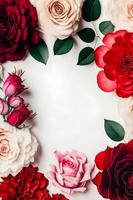 A stunning image featuring a red and pink rose flower with a blank space in the middle, perfect for adding text or overlaying graphics. This photo is ideal for use on social media, websites