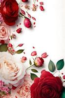 A stunning image featuring a red and pink rose flower with a blank space in the middle, perfect for adding text or overlaying graphics. This photo is ideal for use on social media, websites