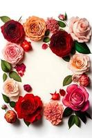 A stunning image featuring a red and pink rose flower with a blank space in the middle, perfect for adding text or overlaying graphics. This photo is ideal for use on social media, websites