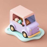 te whimsical 3D delivery car icon character perfect for logistics, transportation projects photo