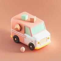 te whimsical 3D delivery car icon character perfect for logistics, transportation projects photo