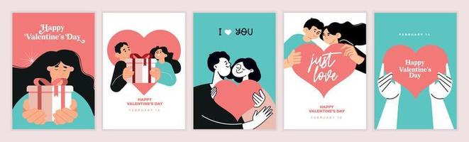 Valentines day greeting cards set. Vector illustration concepts for background, greeting card, website and mobile website banner, social media banner, marketing material.