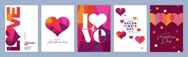 conjunto de tarjetas de felicitación del día de san valentín. conceptos de ilustración vectorial para fondo, tarjeta de felicitación, sitio web y banner de sitio web móvil, banner de medios sociales, material de marketing. vector