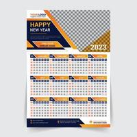 vector de plantilla de diseño de calendario de pared de año nuevo moderno 2023, plantilla de diseño de calendario creativo de alta calidad listo para imprimir