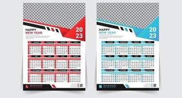 vector de plantilla de diseño de calendario de pared de año nuevo moderno 2023, plantilla de diseño de calendario creativo de alta calidad listo para imprimir