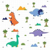 Colorful Cute Dinosaur Illustration Template Design Suitable for Children's Design. vector