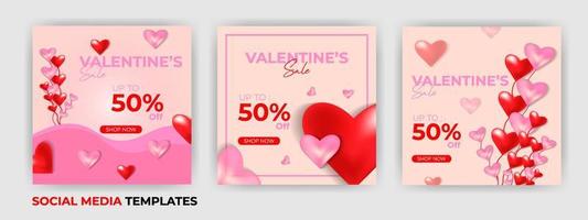 social media post valentine with love elements vector
