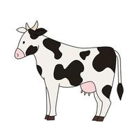 Spotted realistic cow isolated on white background. Vector illustration of farm animal