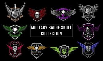 Military Skull Wings Badge Logo Bundle Set Vector Illustration Design