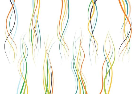 Set of abstract color curved lines. Wave design element. Vector illustration.