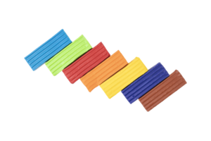 Multicolored plasticine, kids plasticine in the form of cubes and strips. transparent isolated background png