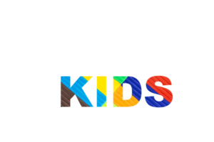 Multicolored kids plasticine, the word kids written in plasticine letters. Transparent background. PNG