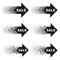 Abstract explosion. Set of six black sale arrows banner. Vector illustration